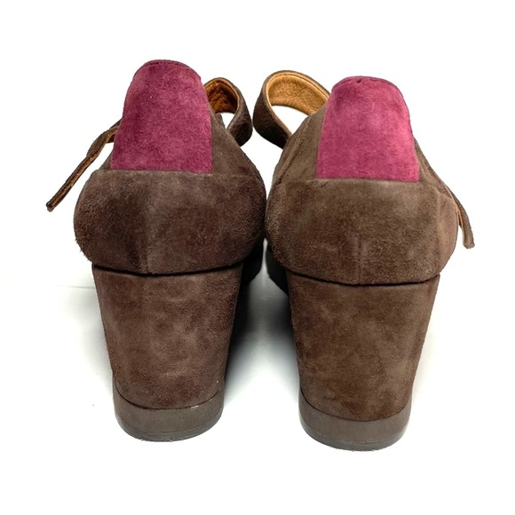 Gentle Souls Women’s Platform Mary Jane Wedge Shoes Brown/Red Suede Size 10M - Picture 8 of 12